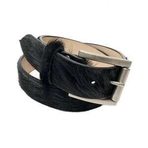 NEW BRAVE LEATHER women's leysa pony hair belt in black